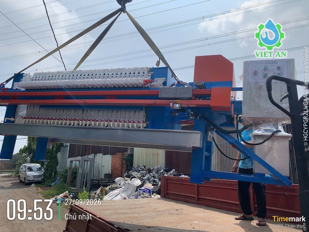 Việt An bàn giao máy ép bùn Khung bản cho khách hàng